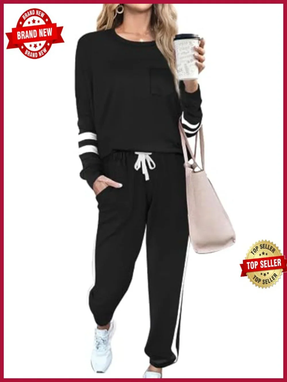 2 Piece Lounge Set Sweatsuit for Women Long Sleeve Crewneck Pullover Jogger